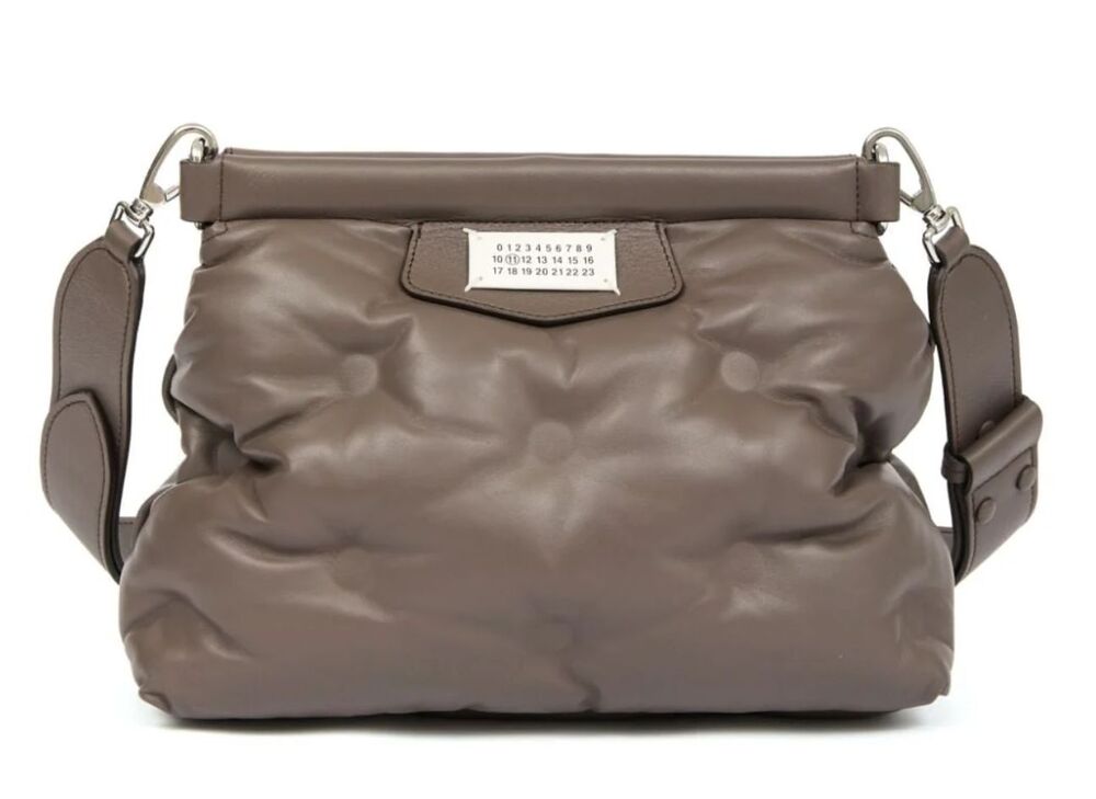 MAISON MARGIELA Glam Slam Shoulder Bag Taupe Brown Leather Quilted Pillow Clutch